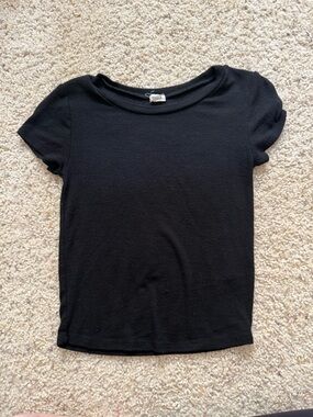 Garage Black Short Sleeve Ribbed Tee